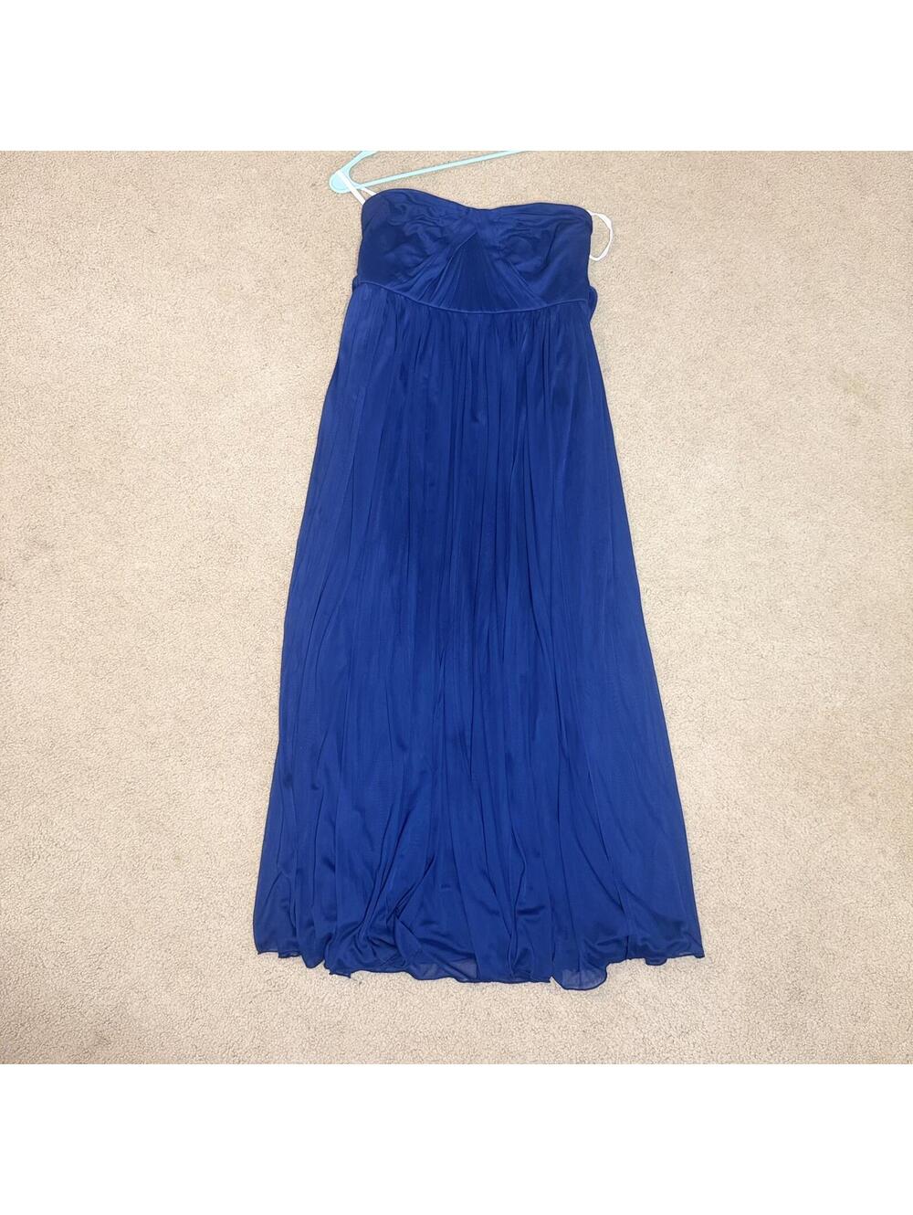 David’s Bridal Royal Blue Strapless A-Line Chiffon Maxi Formal Gown 16